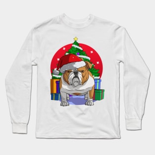 English Bulldog Santa Merry Christmas Long Sleeve T-Shirt